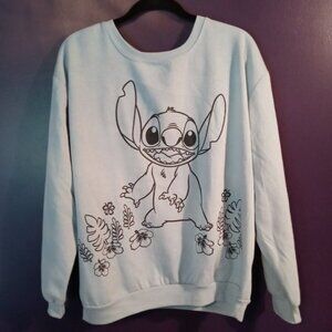 Disney Stitch Frolicing in Flowers Light Blue Sweatshirt - NWOT